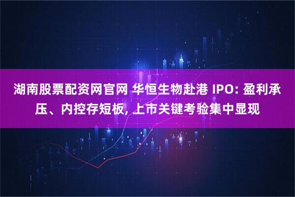 湖南股票配资网官网 华恒生物赴港 IPO: 盈利承压、内控存短板, 上市关键考验集中显现