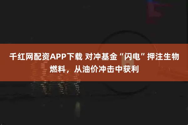 千红网配资APP下载 对冲基金“闪电”押注生物燃料，从油价冲击中获利